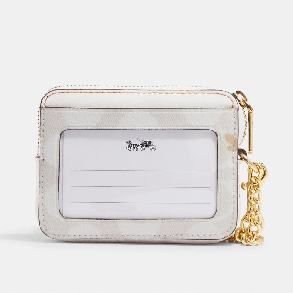 🐝 Coach Zip Card Case In Signature Canvas With Bee Print - Picture 3 of 11